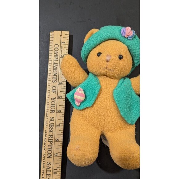 Vintage Commonwealth Teddy Bear With Green Hat & Vest 9" - Picture 7 of 7